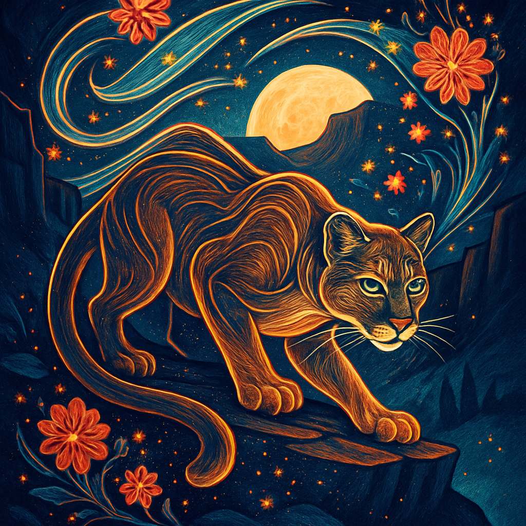 Mountain Lion In The Comet Bloom Canyon Paint by diamonds art