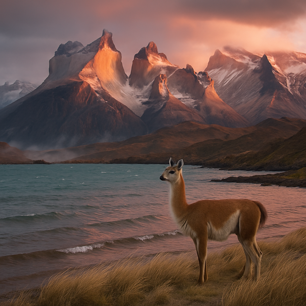 Sunrise Over Lago Sarmiento With Paine Horns In Patagonia Wind diamond painting