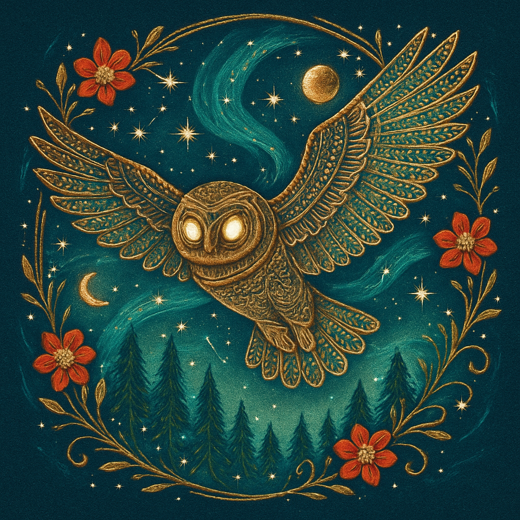 Aurora Stitch Owl In The Lantern Pines Paint by diamonds art