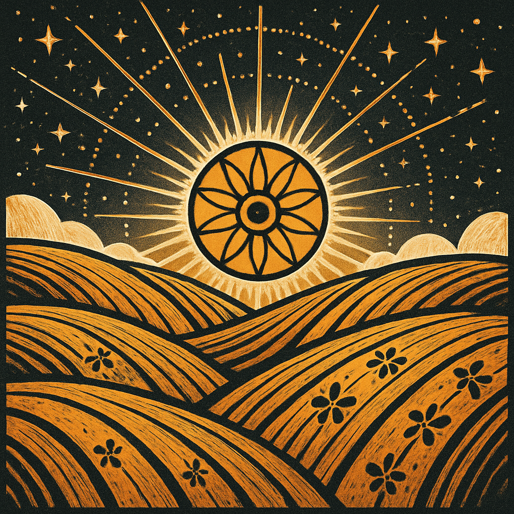 Sunwheel Dawn Above Patterned Wheat Hills diamonded painting kits