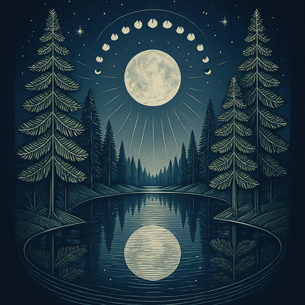 Crystal Lake Mirror With Constellation Pines Painting by diamonds kit