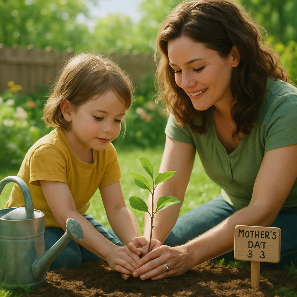 Garden Footprints Promise Mother And Child Planting A New Tree Together painting diamond kit