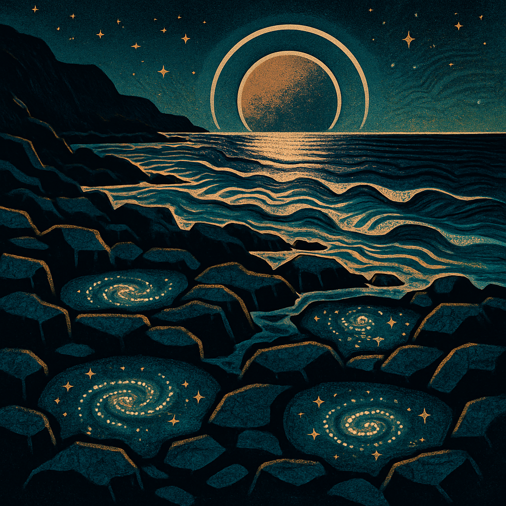 Volcanic Shoreline With Galaxy Tide Pools paint by color