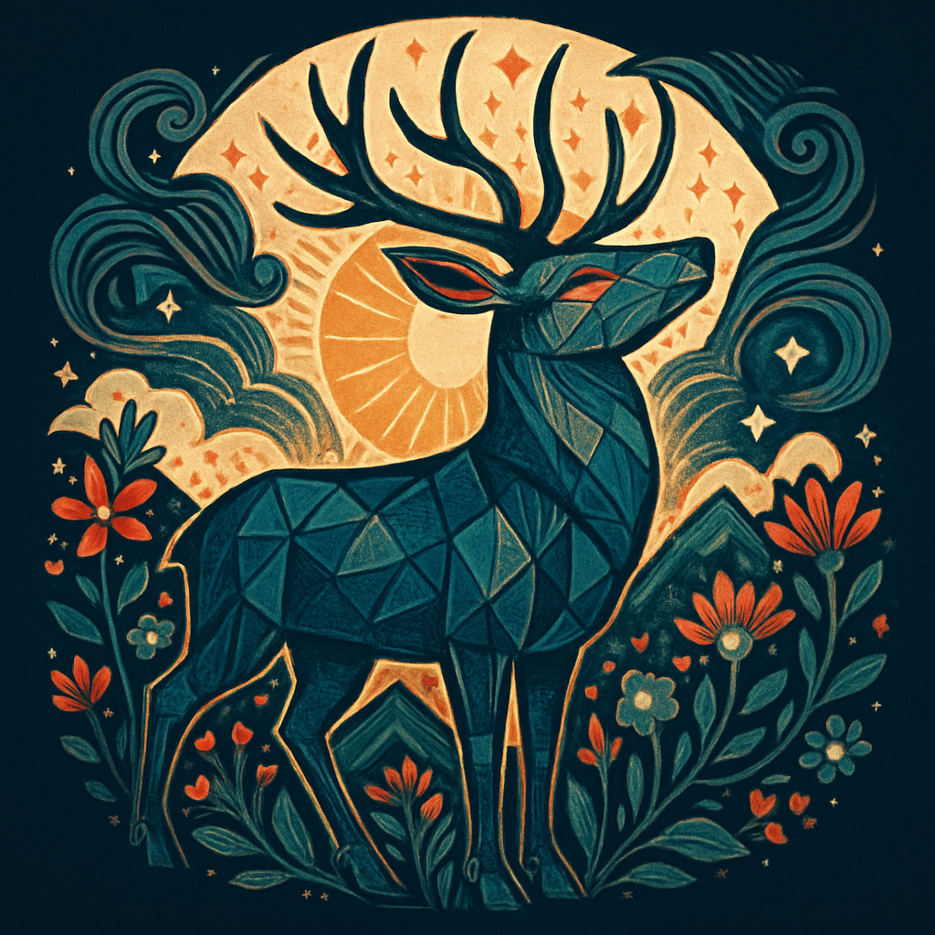 Radiant Geometric Deer At The Sunrise Meridian DIY paint by diamonds