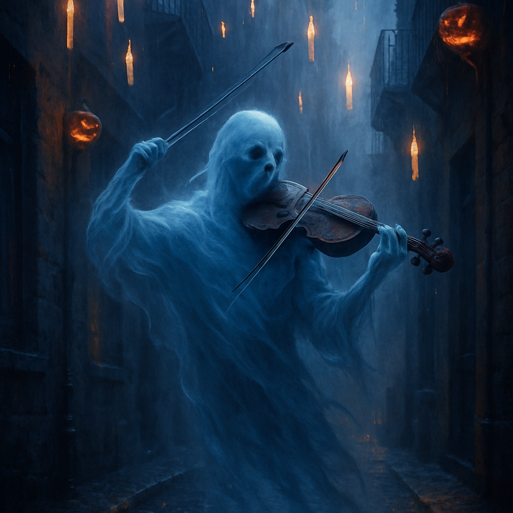 The Haunted Violinist In The Candle Rain Alley Paint by diamonds kits