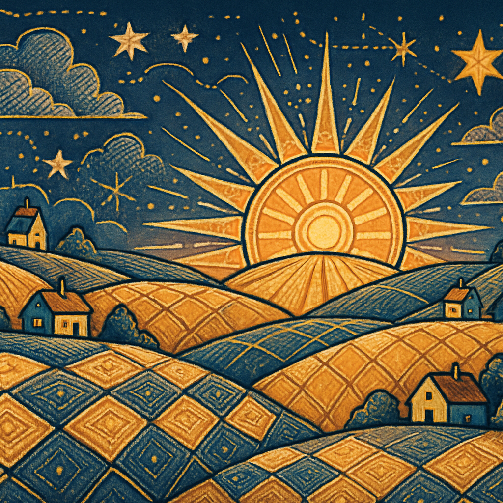 Sunwheel Over Patchwork Plains painting diamond kit