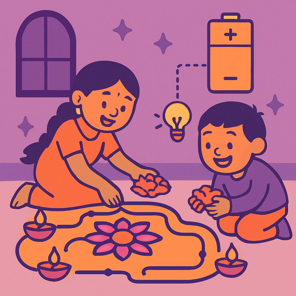 Diwali Light Patterns And Circuit Sparks paint by diamond