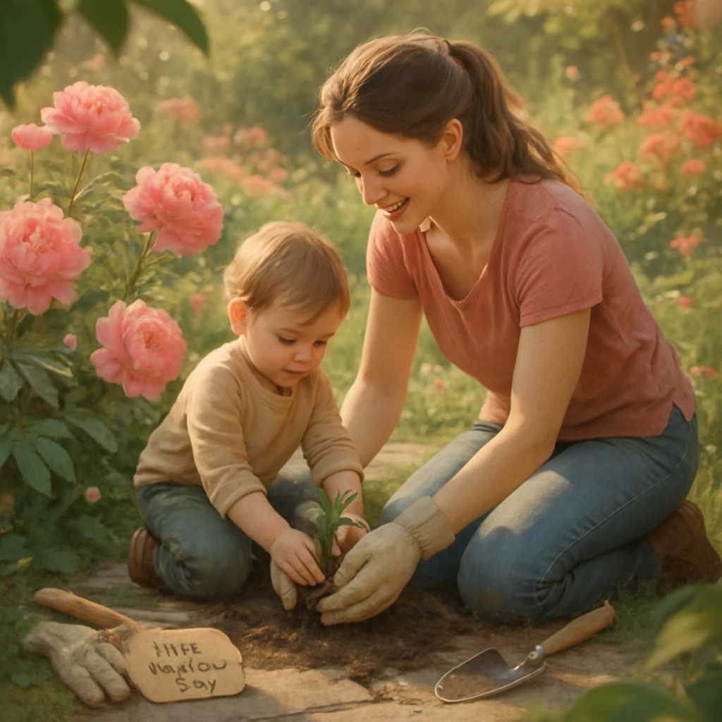 Garden Lesson Of Growing Hearts Among Peonies paint by diamonds