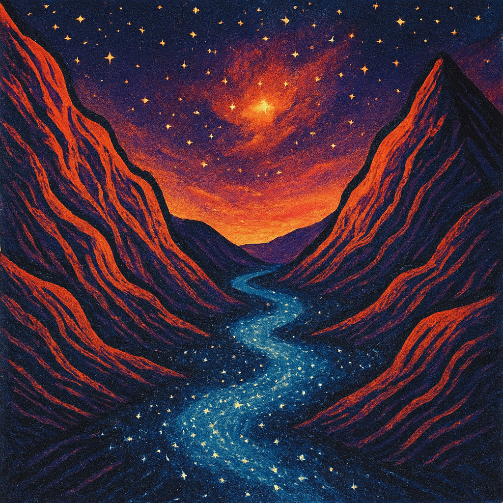Galaxy Pass Between Ember Mountains painting diamond kit