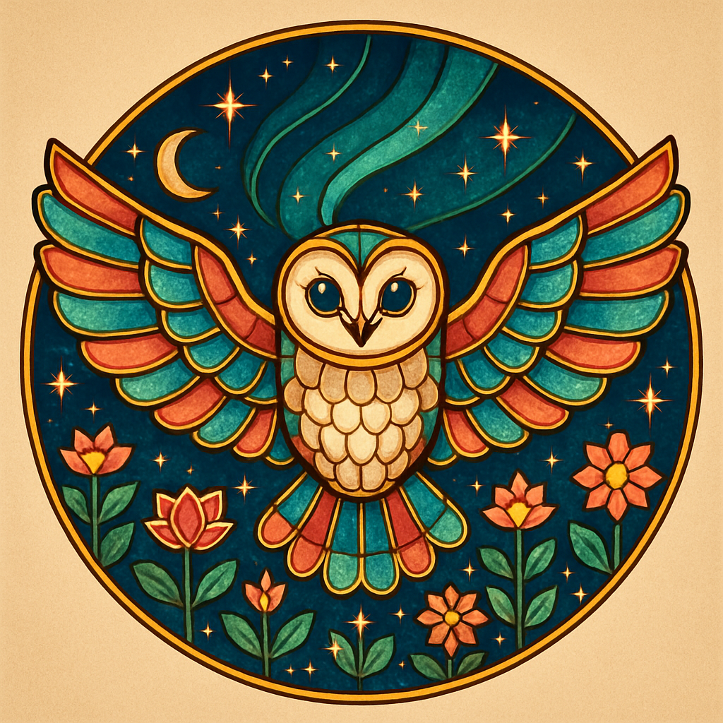 Stained Glass Owl Above The Aurora Garden Paint by diamonds art