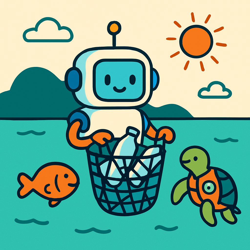 Ocean Cleanup Robot In A Bottle Bay Painting by diamonds kit