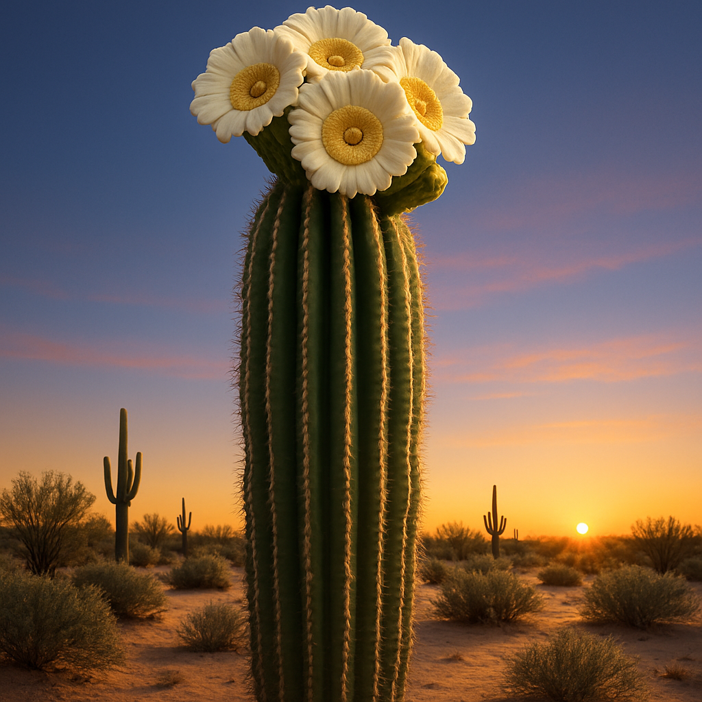 Saguaro Cactus Bloom Sonoran Desert paint by diamond