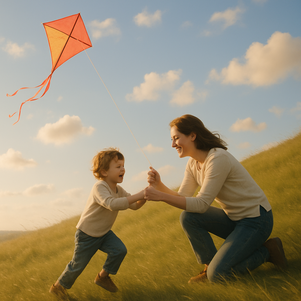 Kite Strings And Heartstrings On A Breezy Hill Painting by diamonds kit