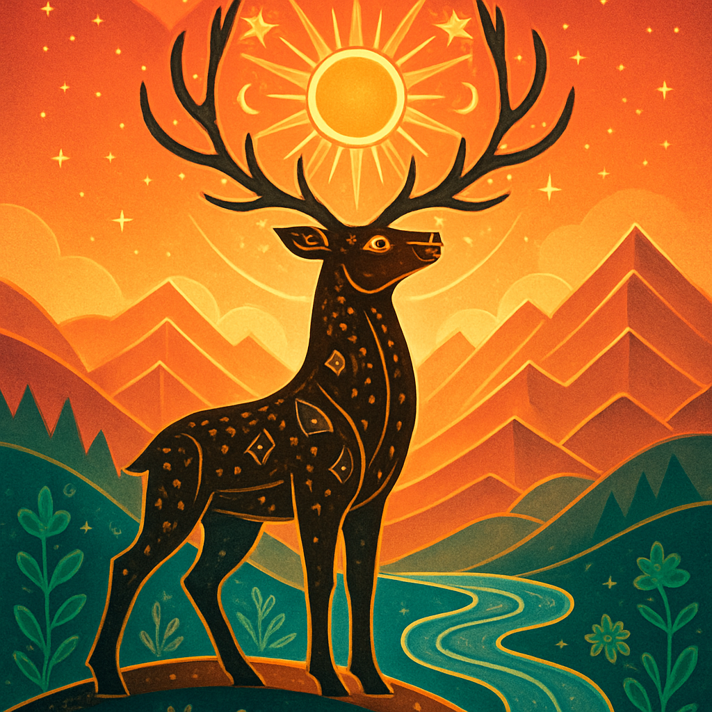 Sunrise Crown Deer Over Cloud Mountains Painting by diamonds kit