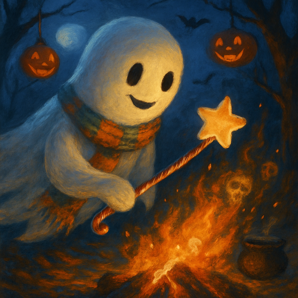 Midnight Marshmallow Specter Campfire Painting by diamonds kit