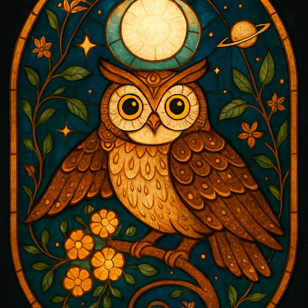 Tranquil Starlight Owl Among Ember Blossoms Paint by diamonds art