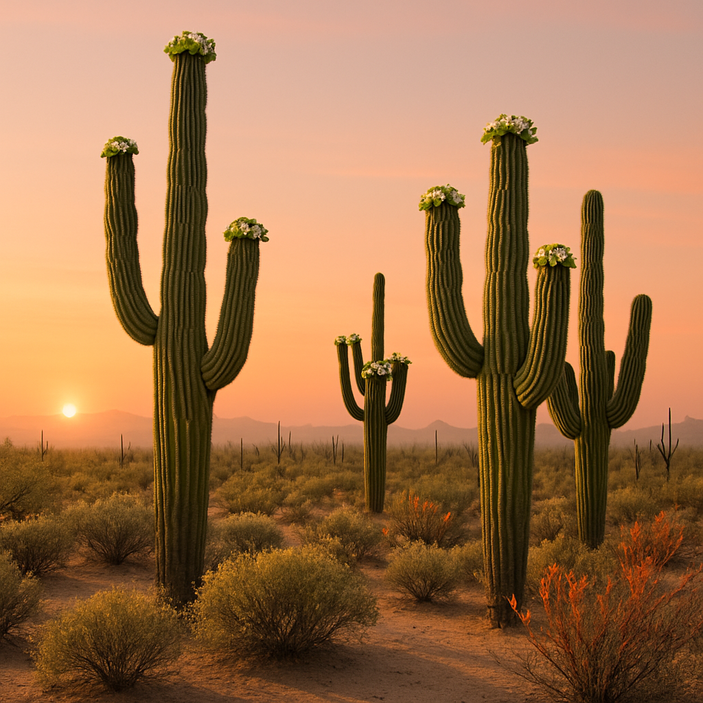Saguaro Cactus Bloom In Sonoran Desert Spring Paint by diamonds kits