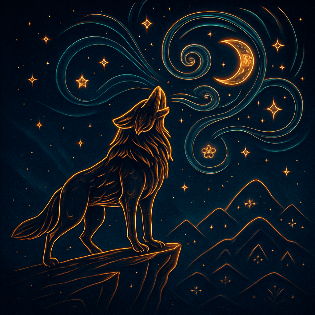 Aurora Howl Wolf With Spiral Sky Ribbons paint by diamonds