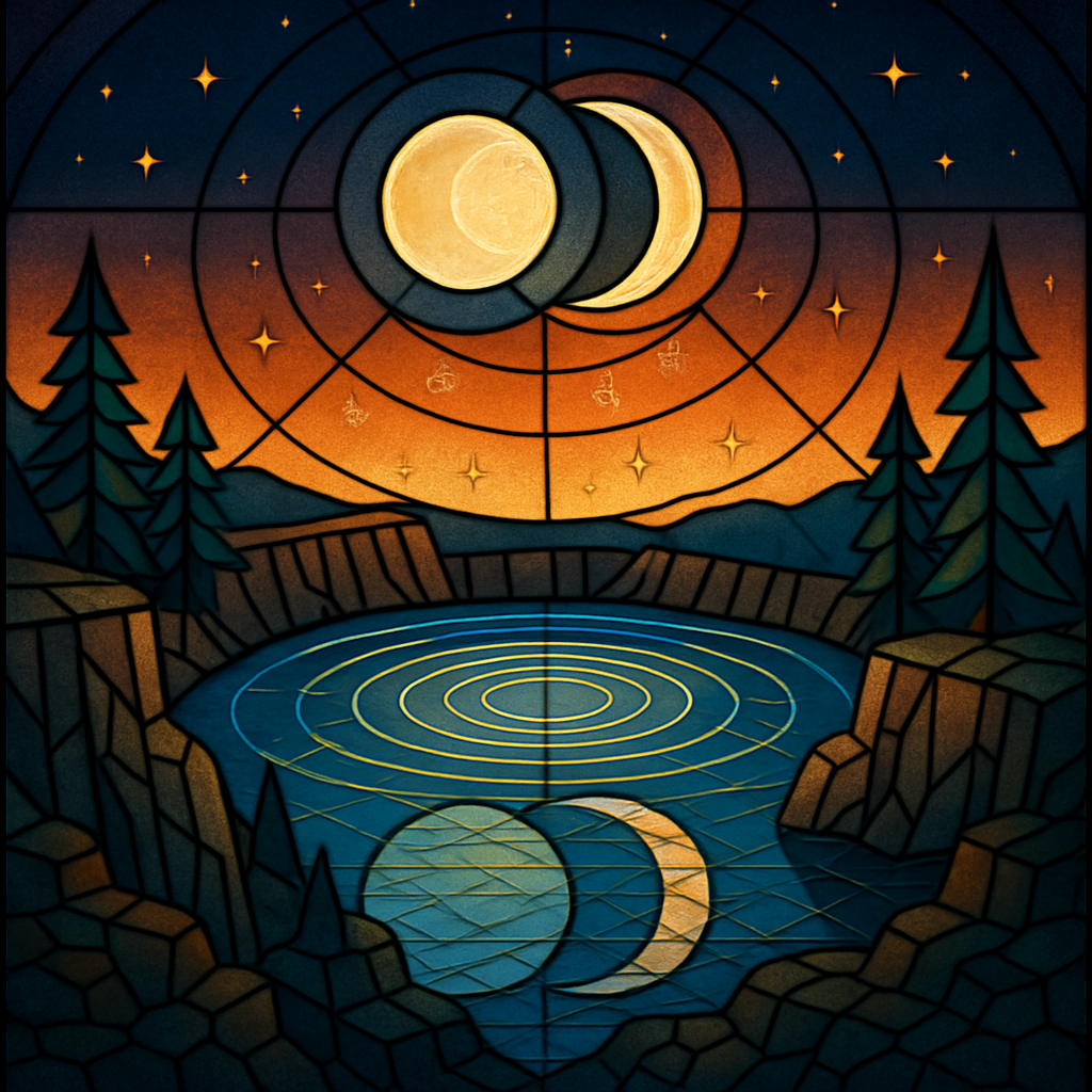 Crater Lake Mirror Under Twin Moons paint by diamond