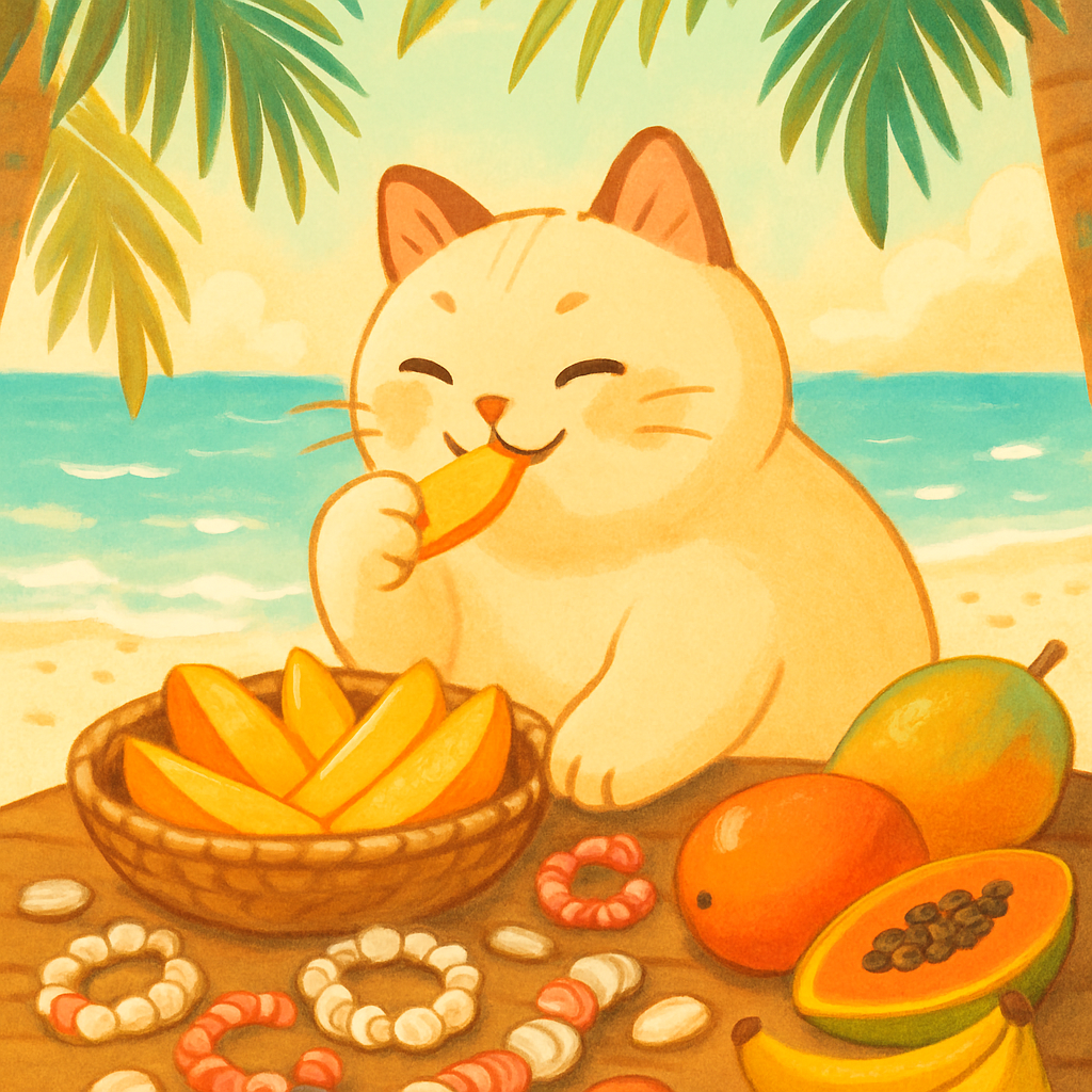 Beach Market Mango Snack Cat diamonded painting kits