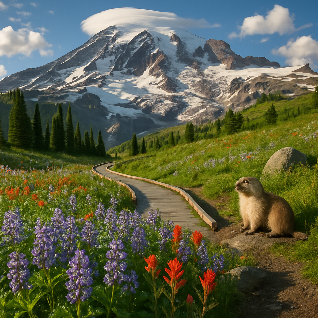Mount Rainier Lenticular Cap Over Paradise Meadows In Early Summer Paint by diamonds kits