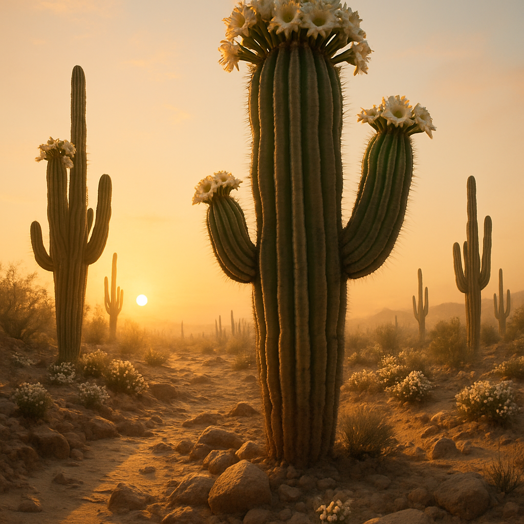 Saguaro Cactus Carnegiea Gigantea In Bloom Paint by diamonds kits