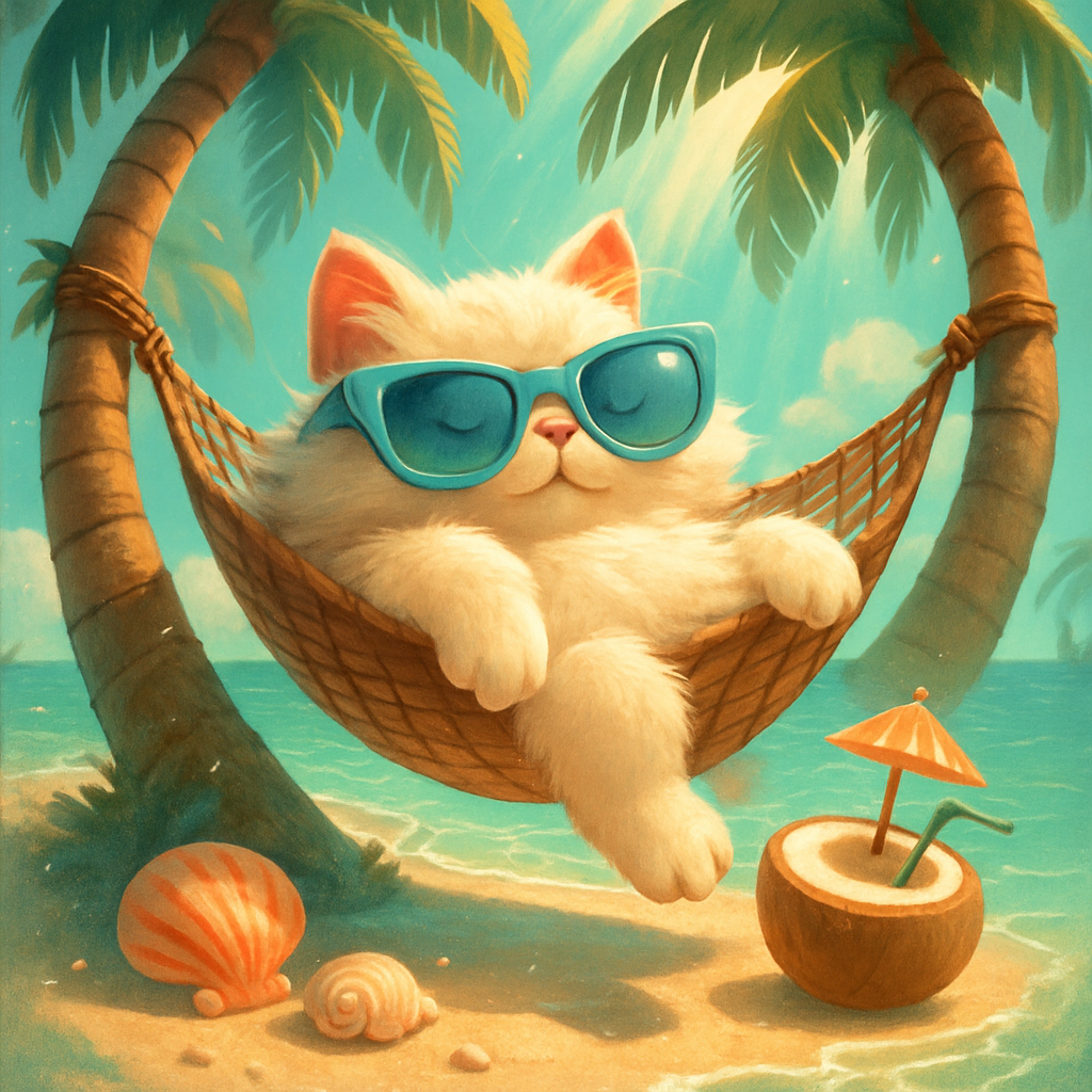 Lagoon Hammock Siesta Kitty diamond painting
