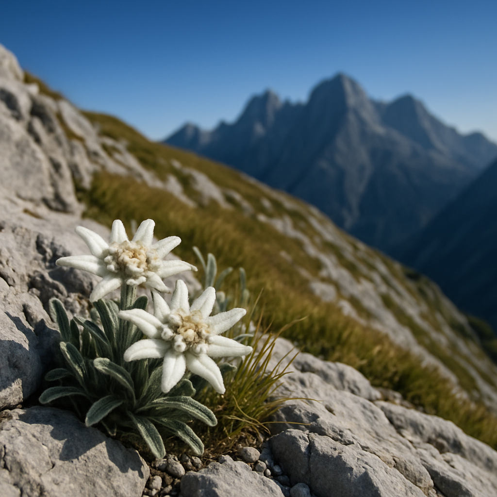 Alpine Edelweiss Leontopodium Nivale On Rocky Ridge diamond painting