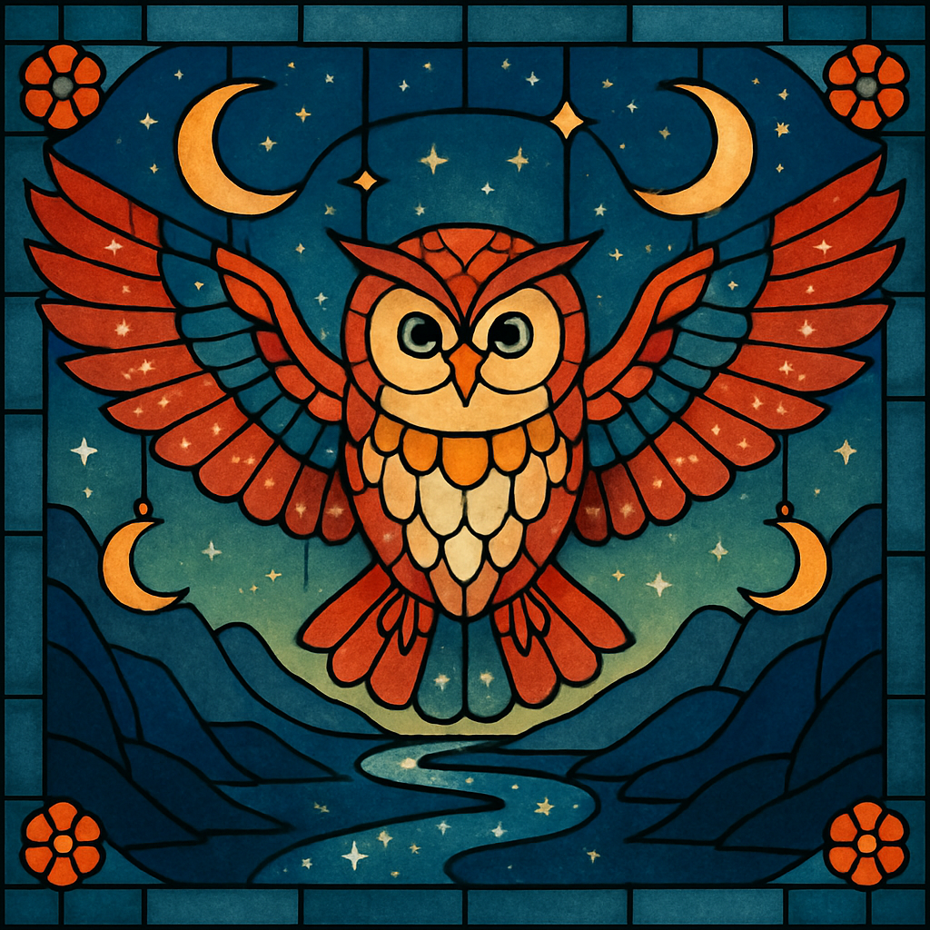 Stained Glass Owl Over The Star River Canyon diamonded painting kits