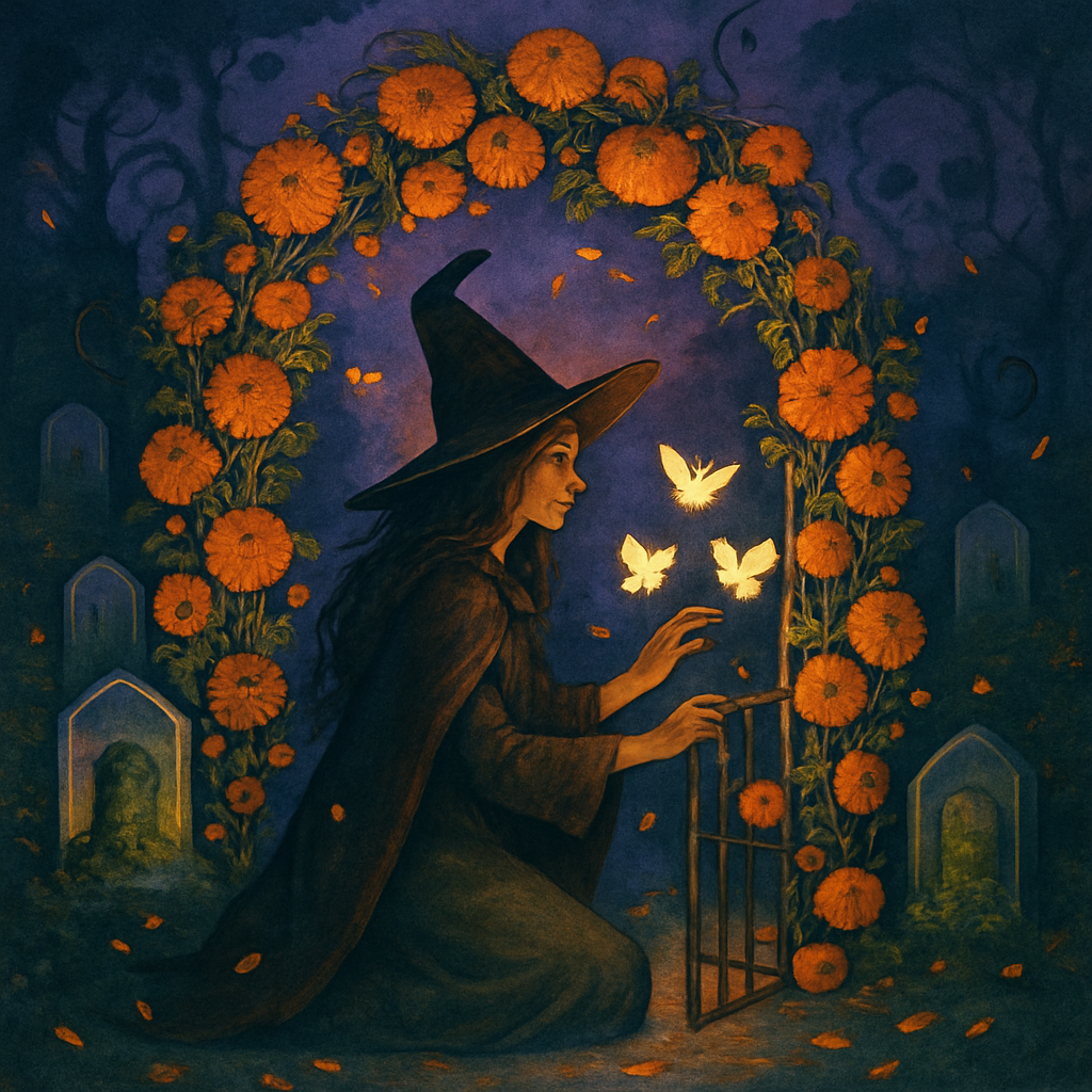 The Whispering Marigold Gate Painting by diamonds kit