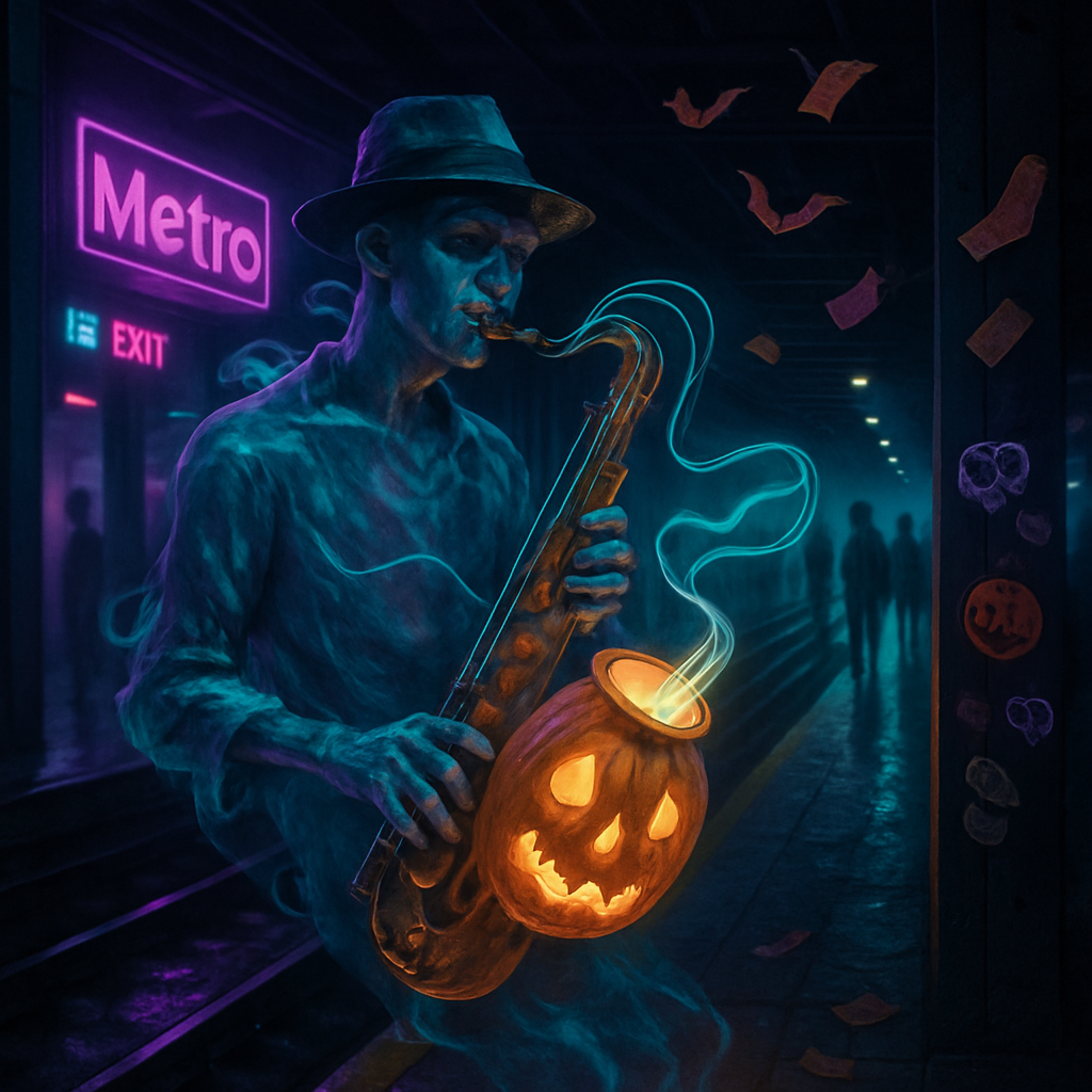 Neon Subway Poltergeist Busker paint by diamonds