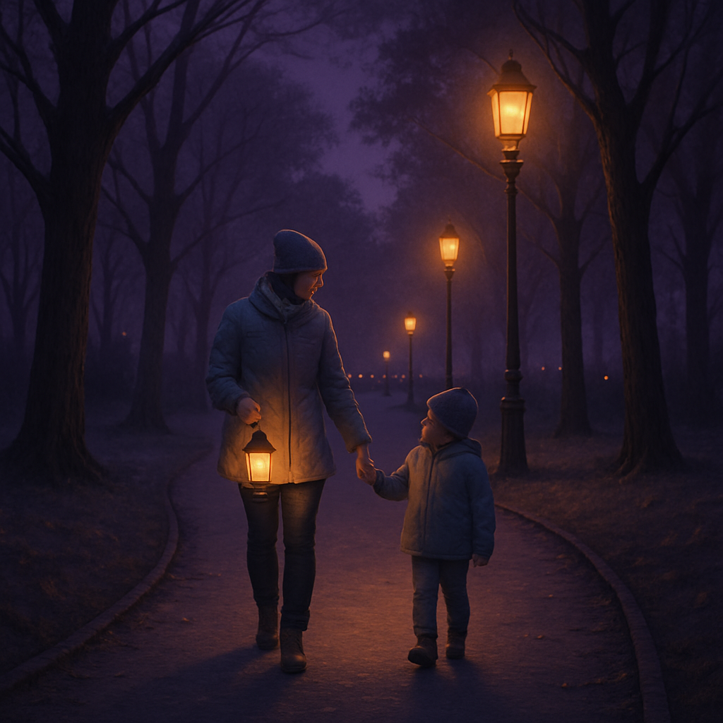 Lantern Walk After Dusk When Mothers Voice Becomes A Compass Painting by diamonds kit