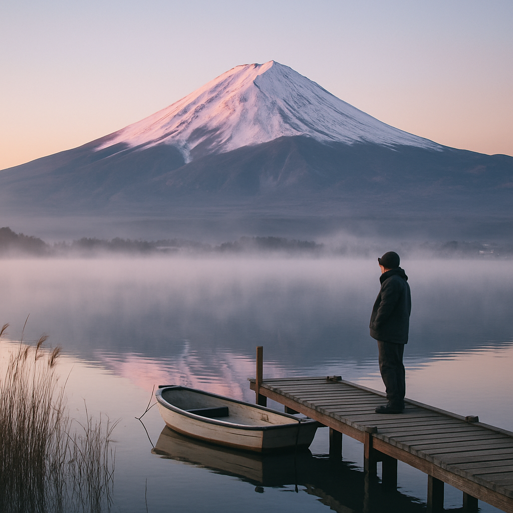 Mount Fuji Dawn Reflection At Lake Kawaguchi diamonded painting kits