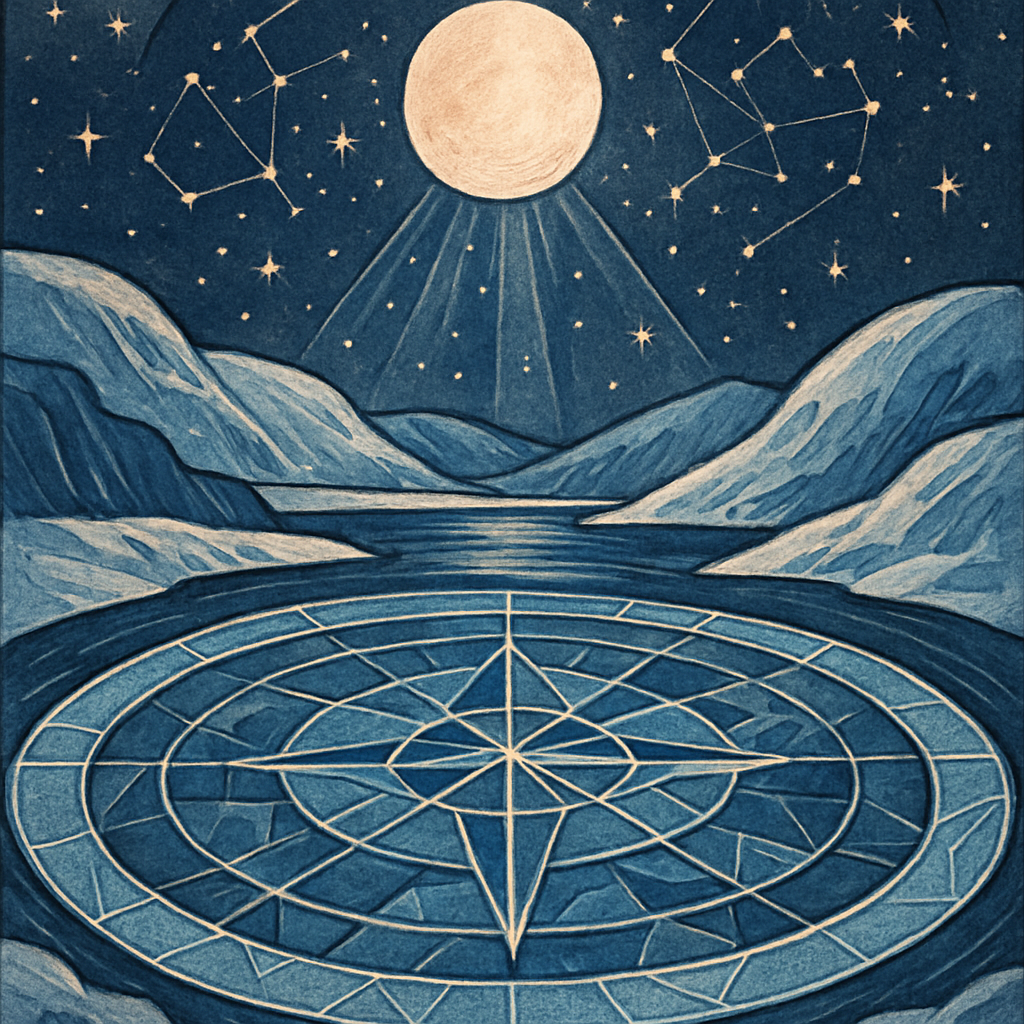 Polar Lake With Star Compass Ice Rings Paint by diamonds kits