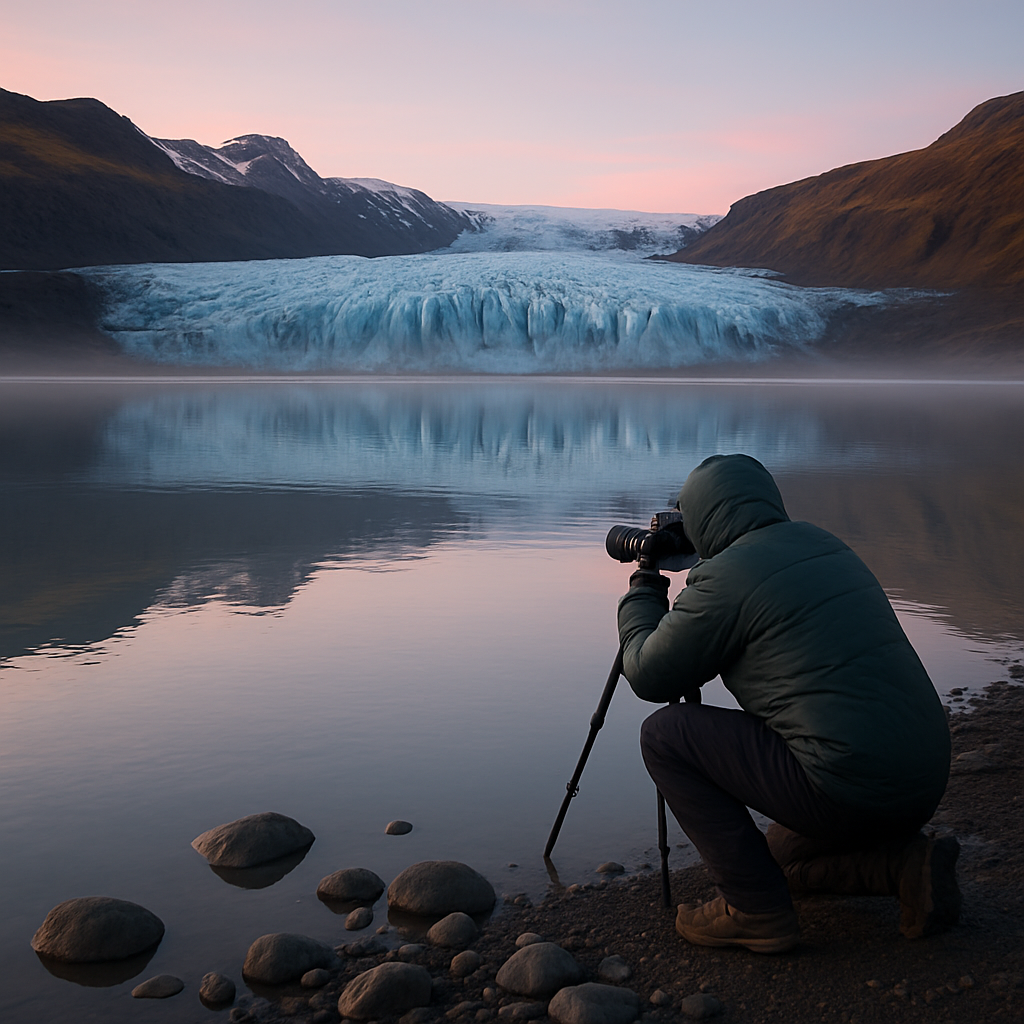 Glacier Lagoon Dawn At Svinafellsjokull Under Skaftafell Ridges Painting by diamonds kit