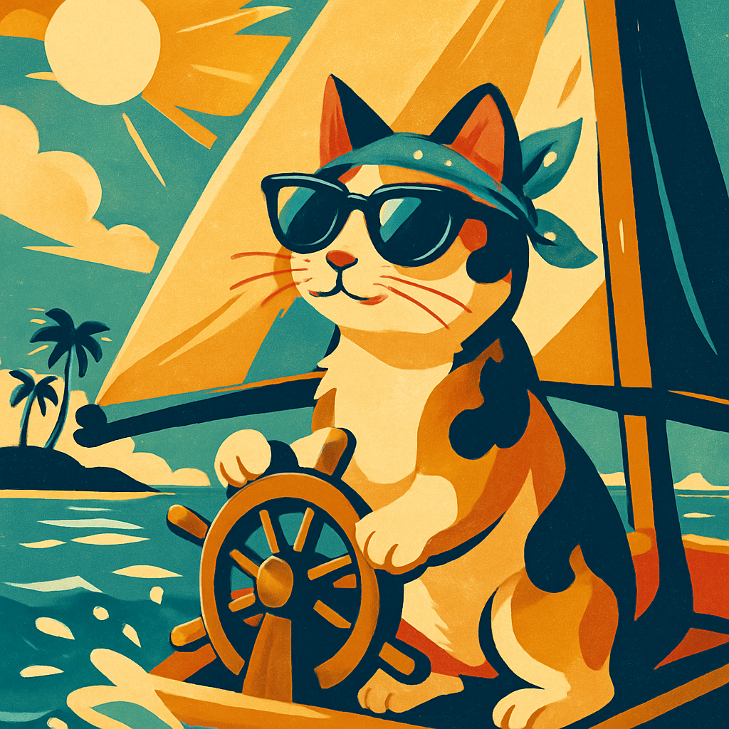 Sailboat Deck Captain Calico DIY paint by diamonds