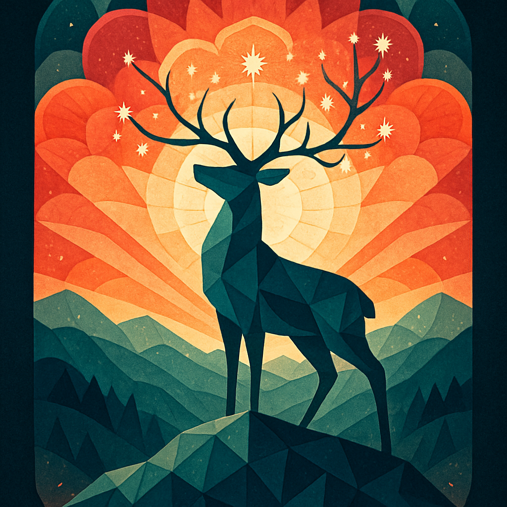Sunrise Totem Deer In The Radiant Valley paint by diamonds