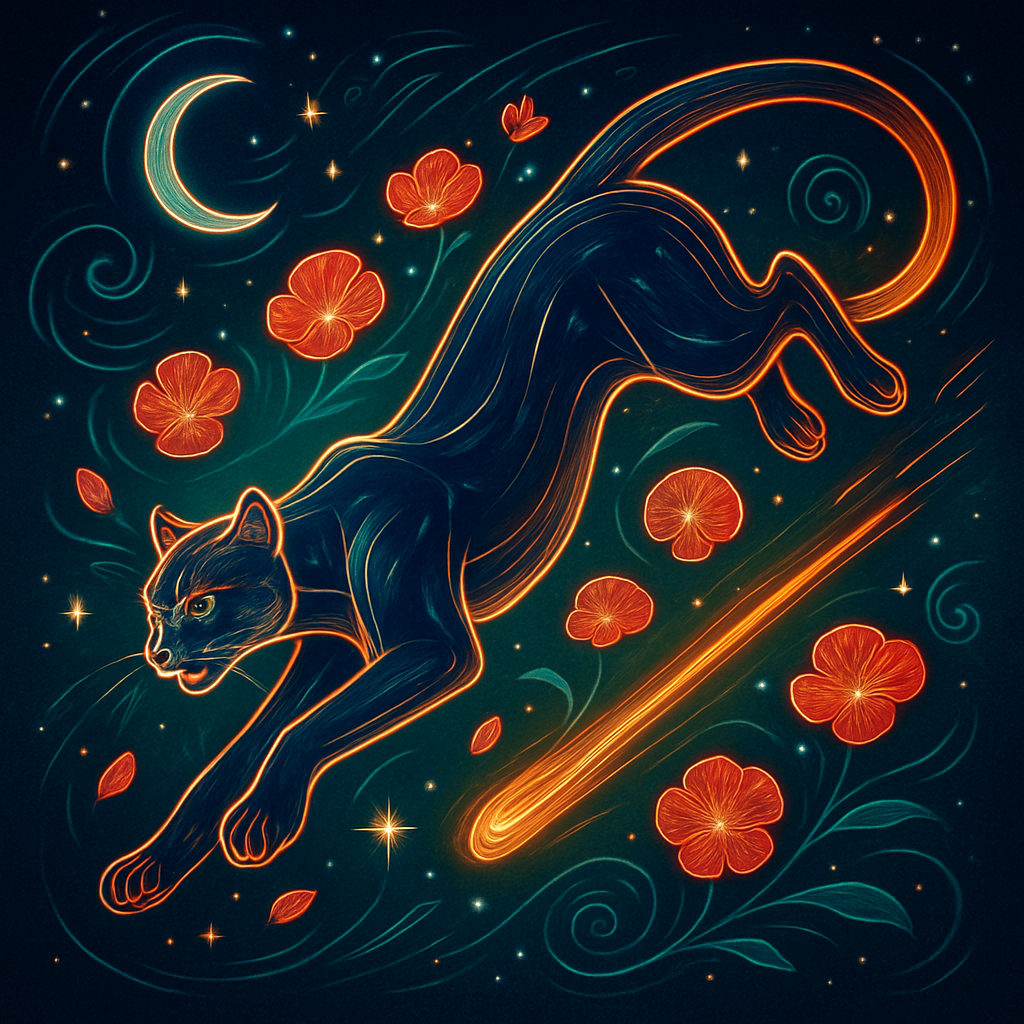 Comet Trail Mountain Lion In The Swirling Sky Garden paint by diamond