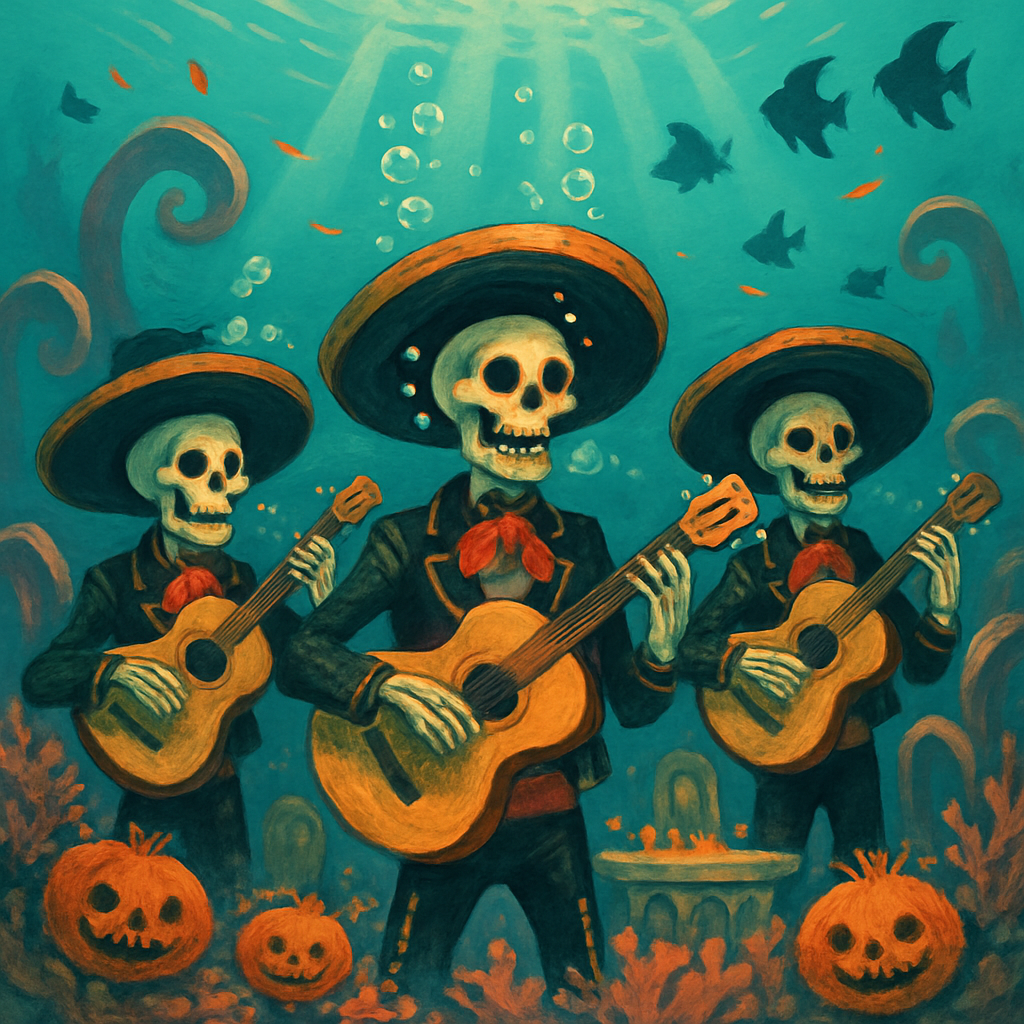 Underwater Skeleton Mariachi Parade DIY paint by diamonds