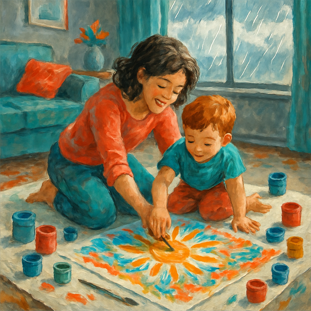 Rainy Day Canvas Painting New Tomorrows With Mom Paint by diamonds art