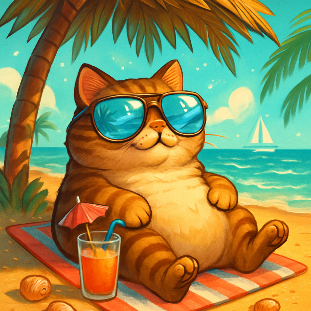 Coconut Cabana Sunglasses Cat Painting by diamonds kit