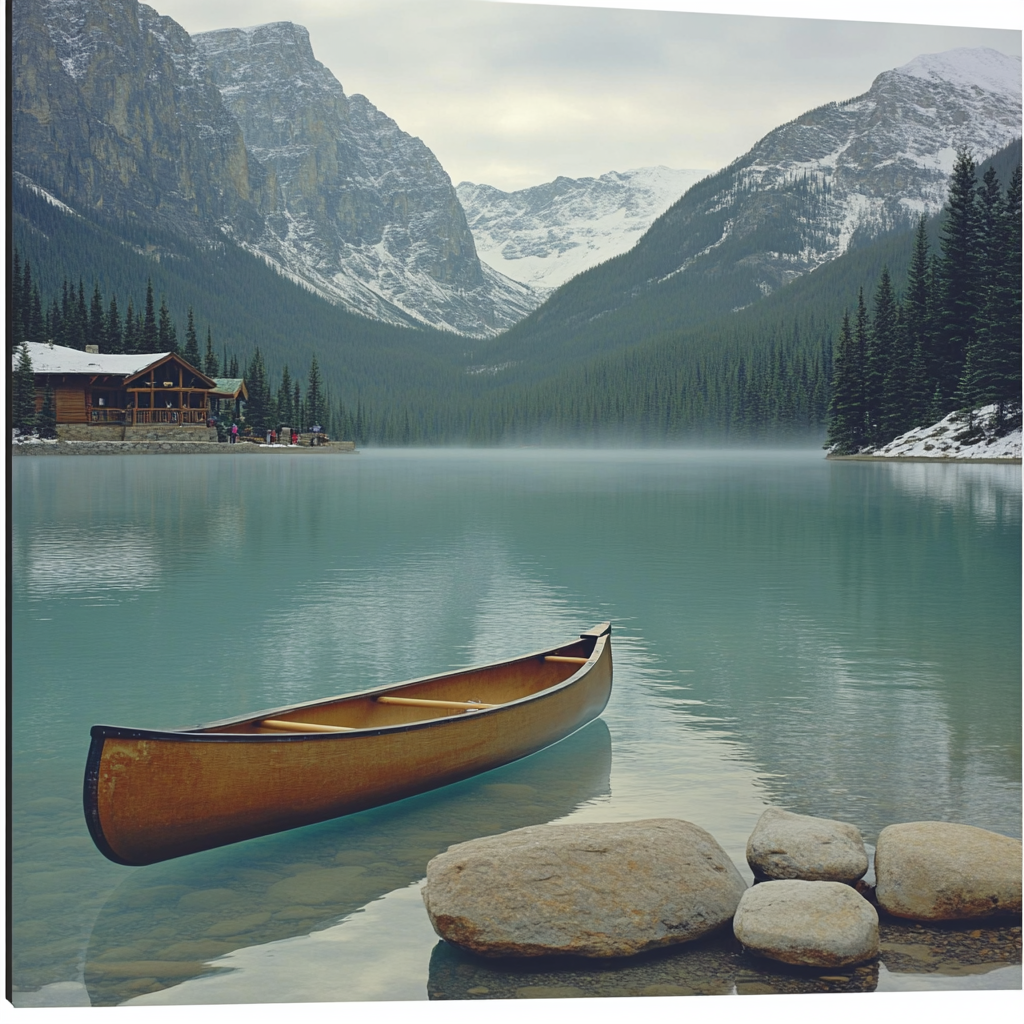 Lake Louise Shoreline Painting by diamonds kit