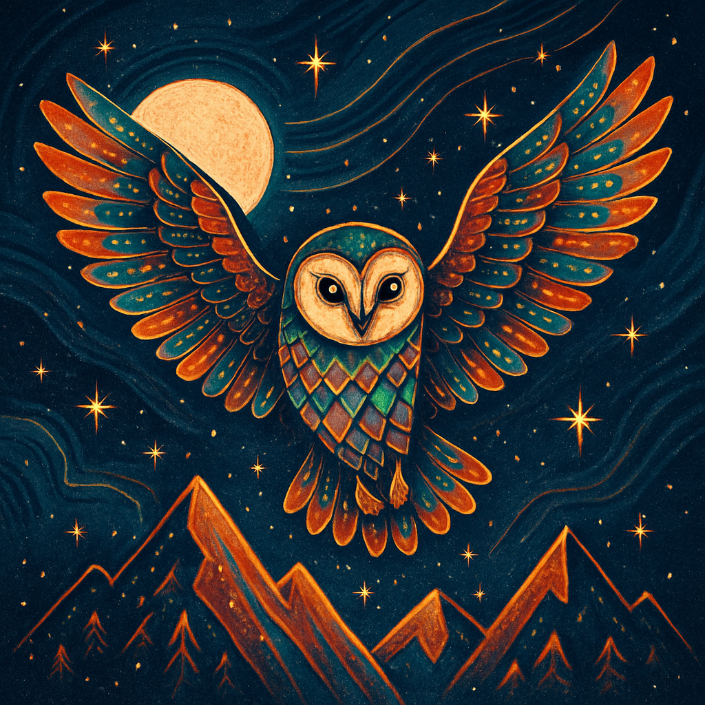 Starlit Owl Over Lantern Peak Ridge painting diamond kit