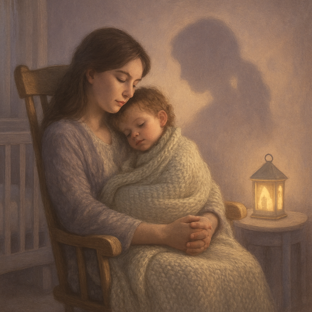Lantern Light Lullaby A Mothers Shadow Guarding Small Dreams paint by diamonds