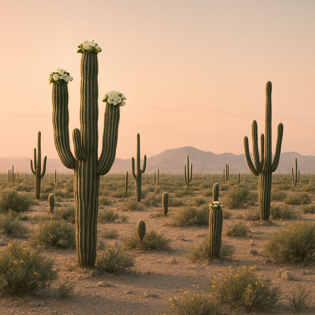 Saguaro Cactus Blossom Desert Dawn diamonded painting kits