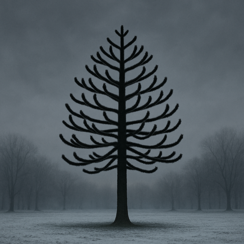 Monkey Puzzle Tree Winter Silhouette paint by diamonds