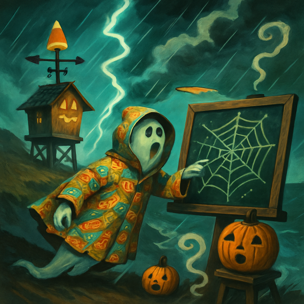 Candy Corn Weather Station On A Haunted Cliff DIY paint by diamonds