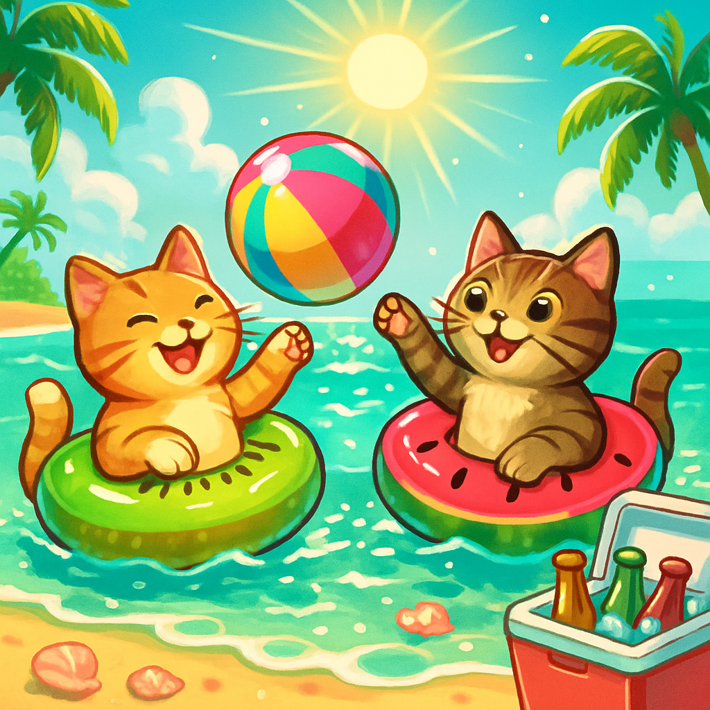 Floatie Ring Beach Party Paws paint by diamond
