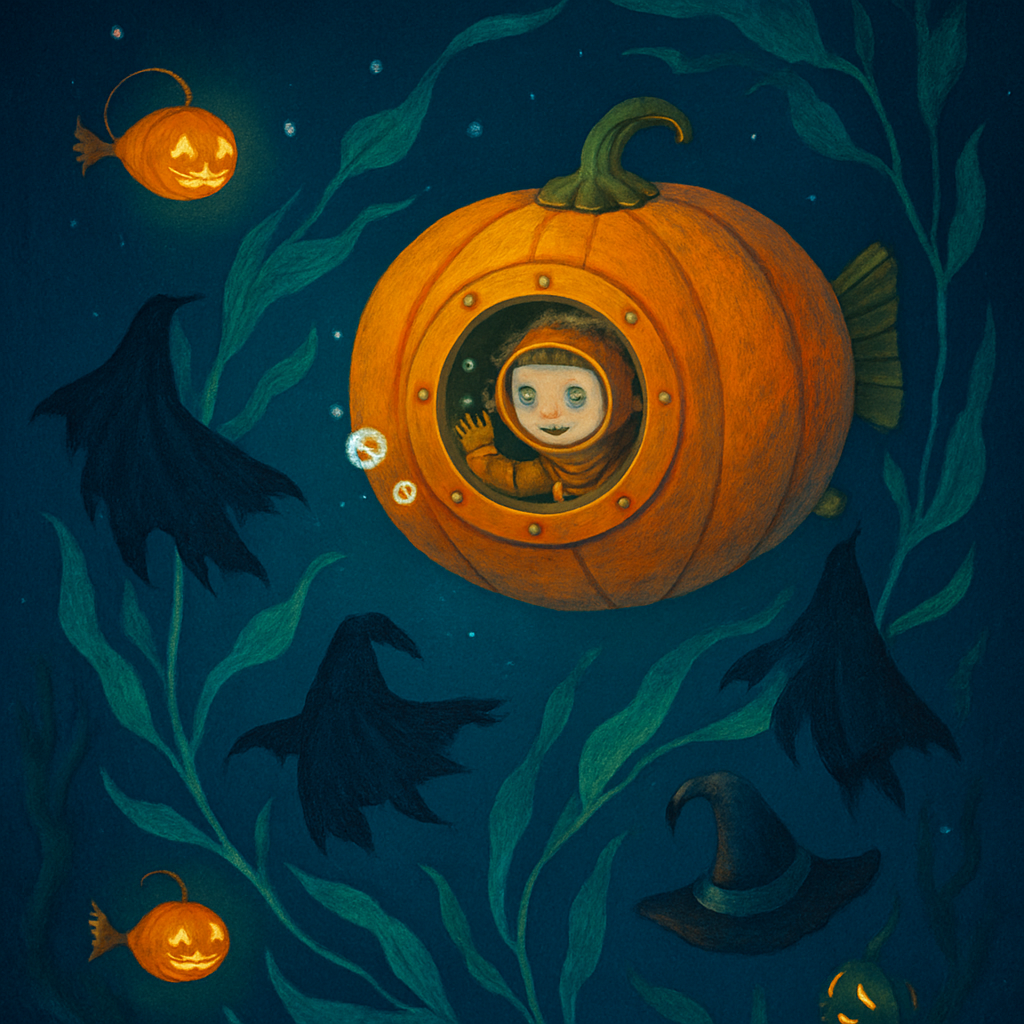 Pumpkin Submarine In The Kelp Forest Of Lost Costumes paint by diamonds