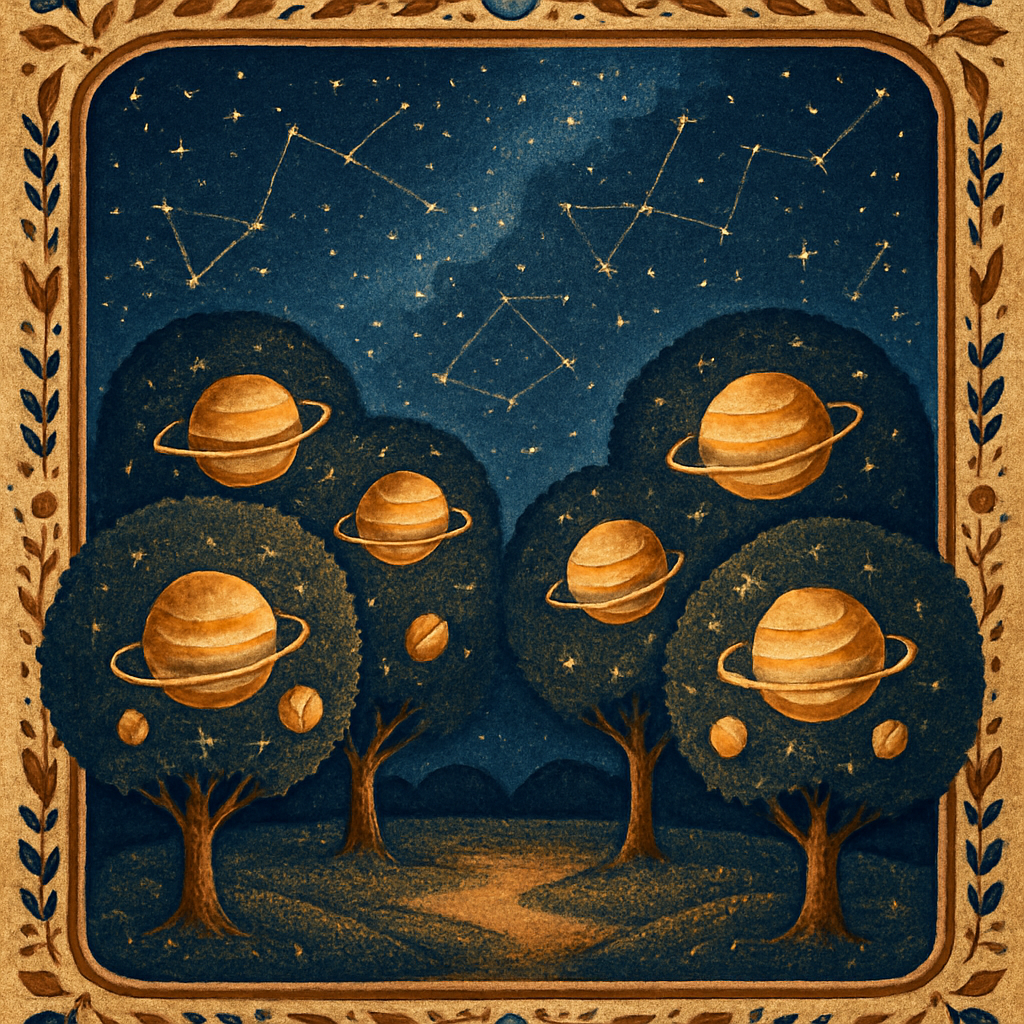 Midnight Orchard With Planet Fruits Paint by diamonds kits